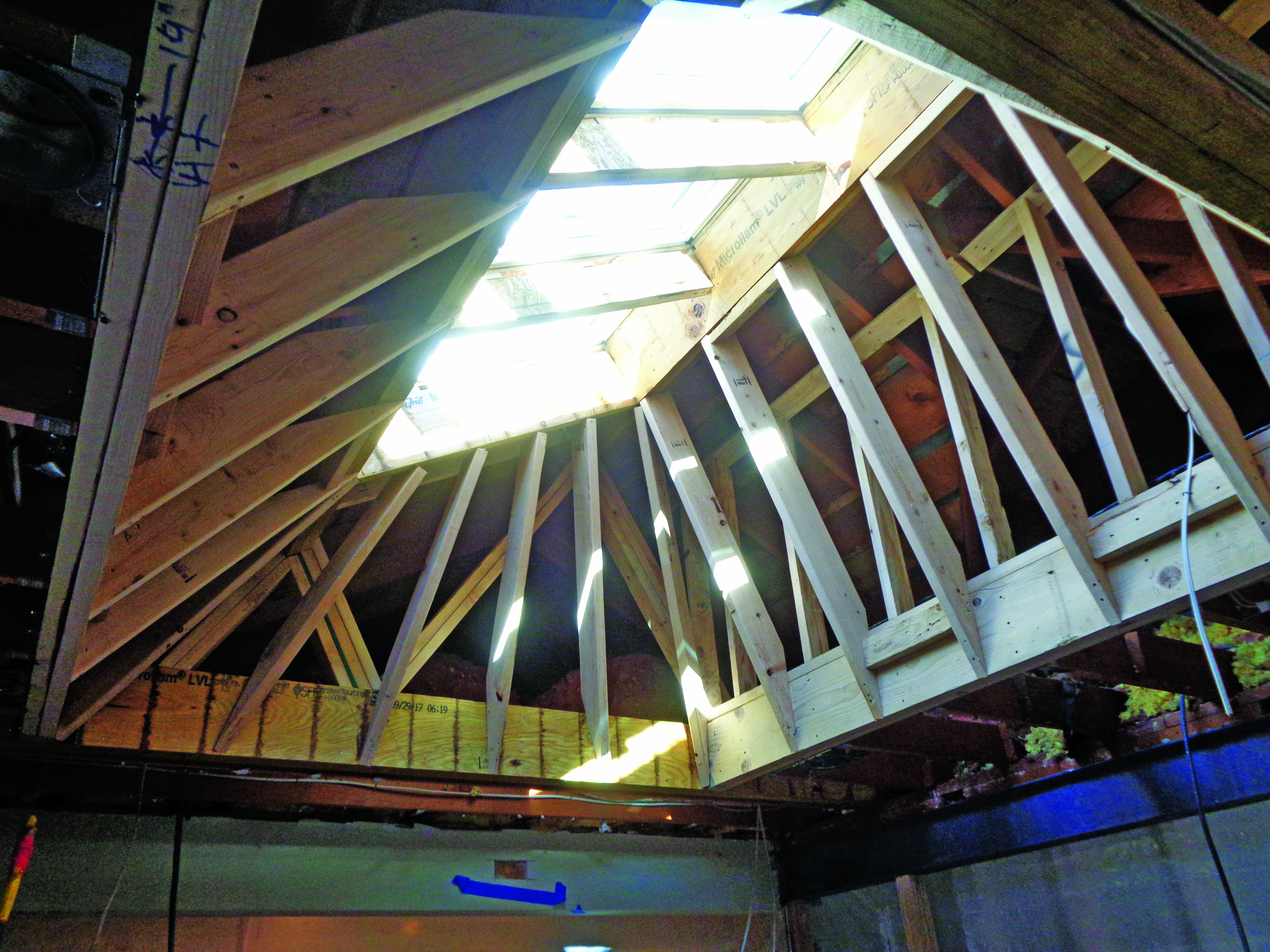 Kitchen skylight under construction